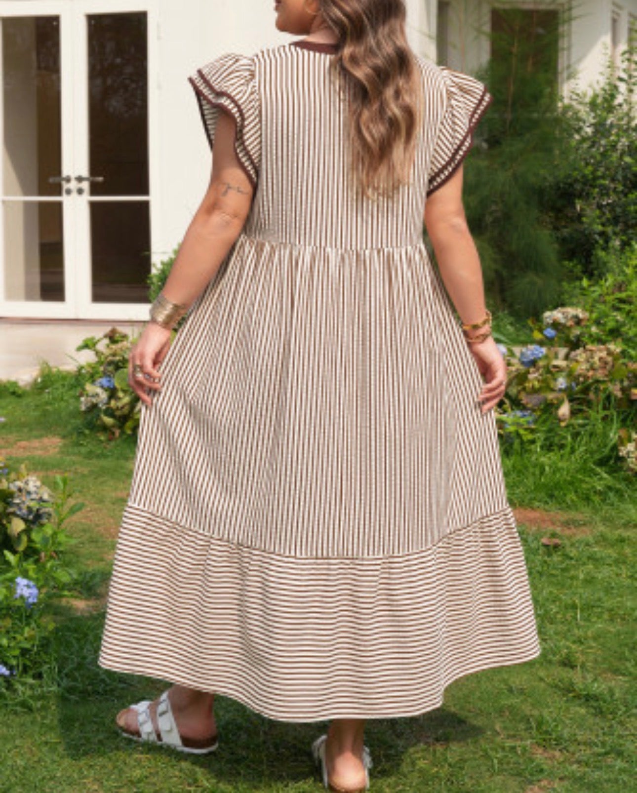 GARDEN KEY STRIPED DRESS