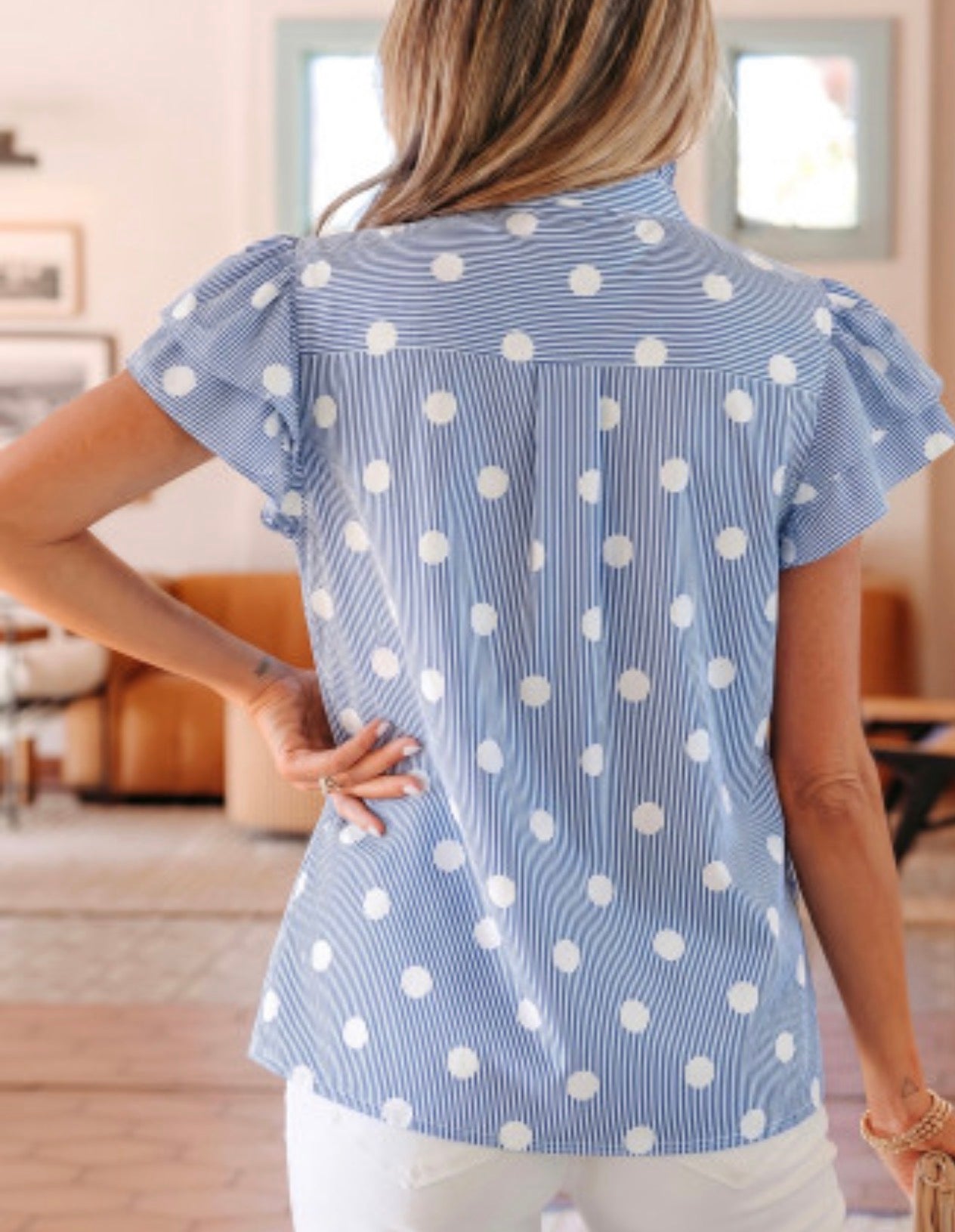 BLUE POLKA DOT BLOUSE