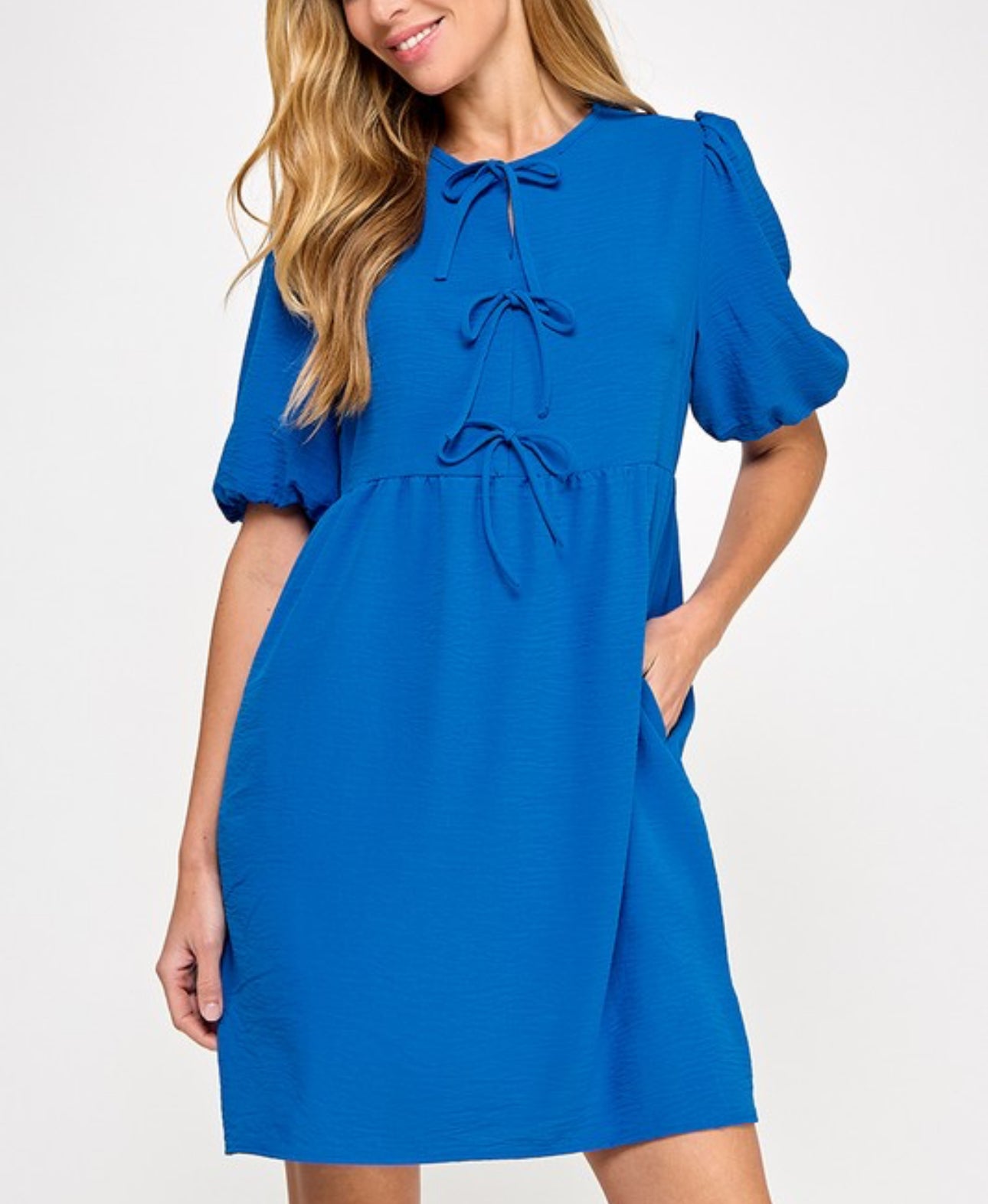 SOMETHING BLUE BOW BABY DOLL DRESS