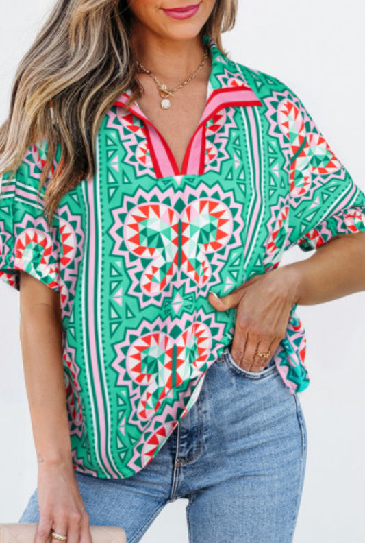 TILLIE ABSTRACT BLOUSE