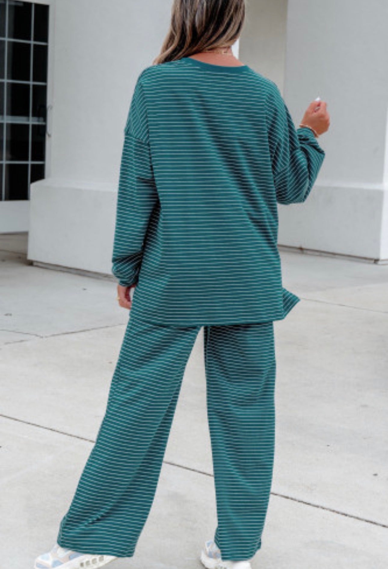ILA GREEN STRIPE PANT SET
