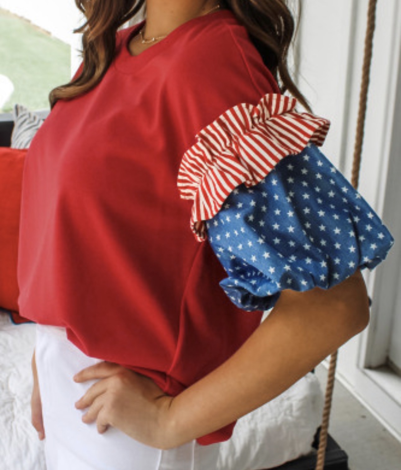 CURVY STARS AND STRIPES TOP