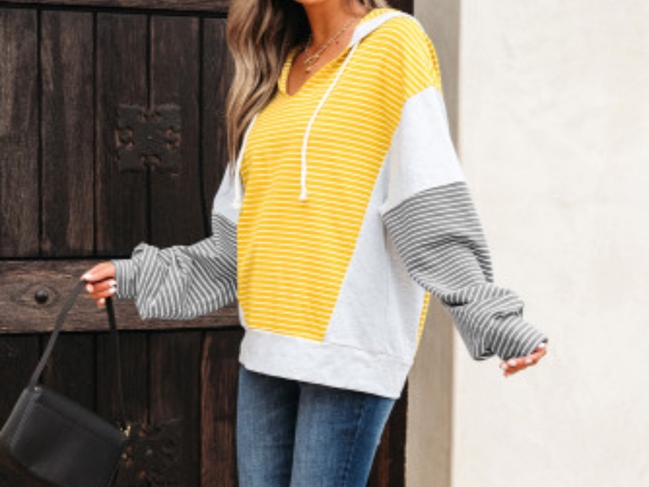 NATURAL EASE STRIPED HOODIE