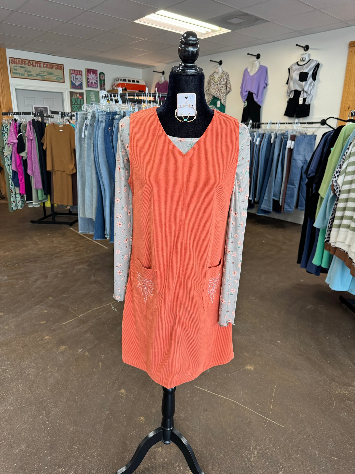 GOLD FLAME CORDUROY DRESS