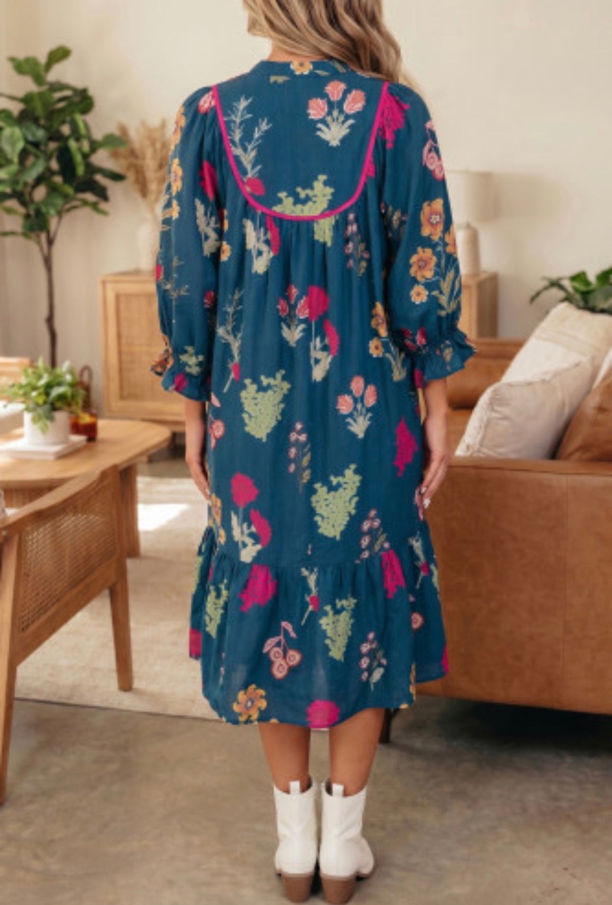 SLADE BLUE FLORAL MIDI DRESS