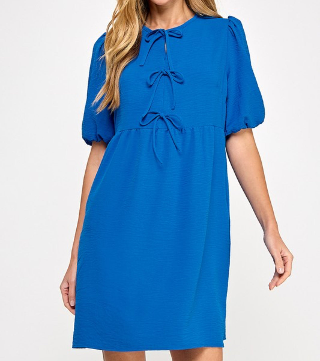 SOMETHING BLUE BOW BABY DOLL DRESS