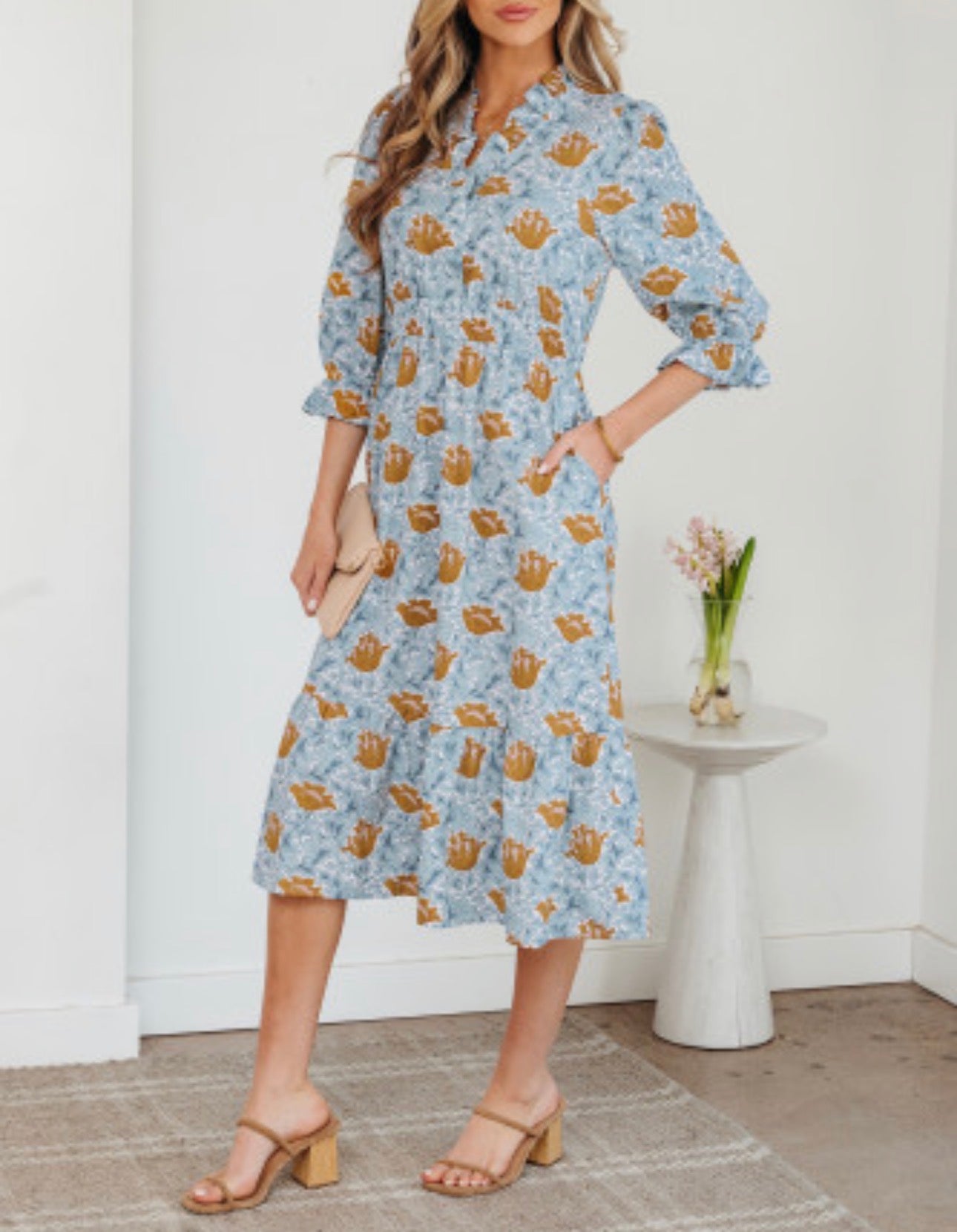 LEIGHTON FLORAL MIDI DRESS