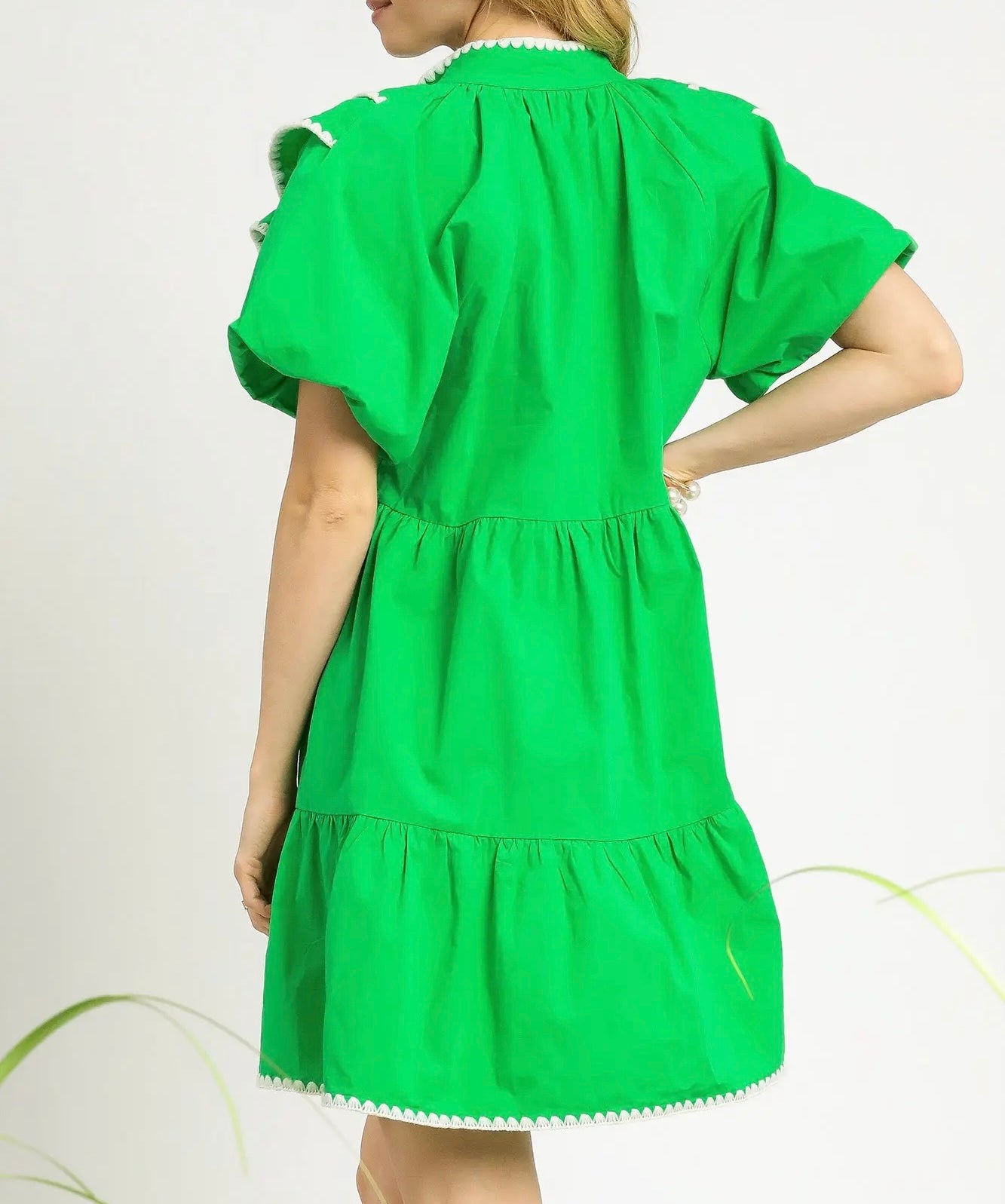 ALIVIA GREEN RUFFLE BABY DOLL DRESS