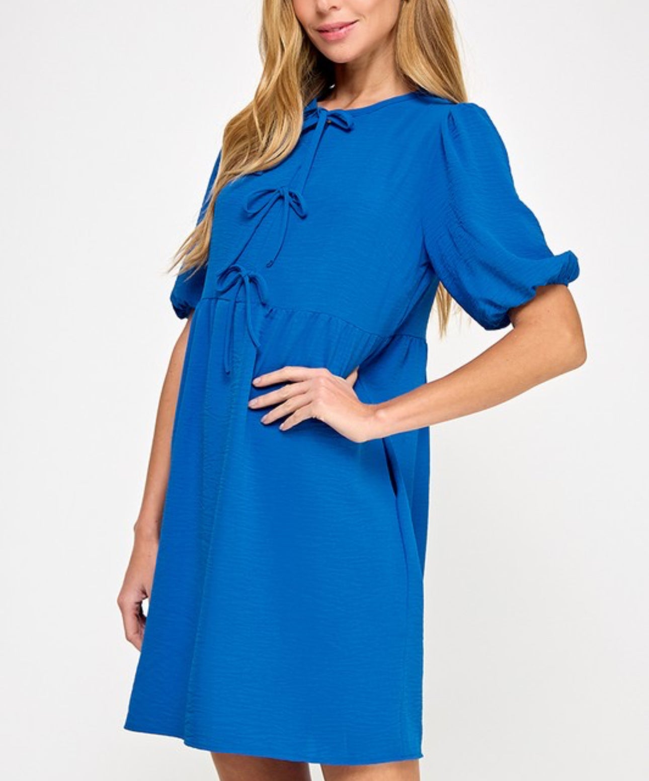 SOMETHING BLUE BOW BABY DOLL DRESS