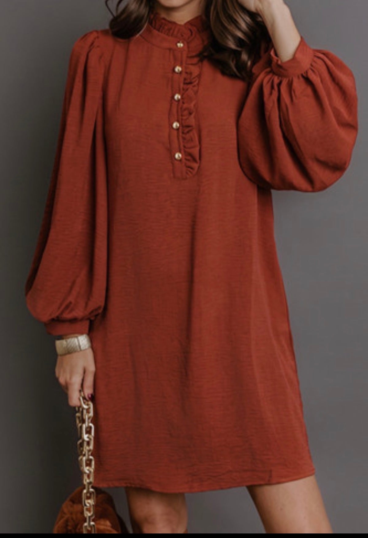 TAILORED GRACE RUST DRESS