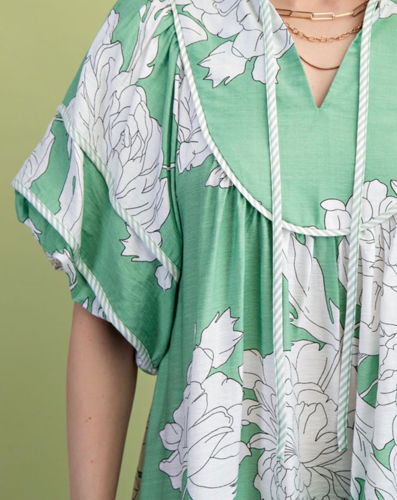 LEO FLORAL SAGE BABYDOLL DRESS