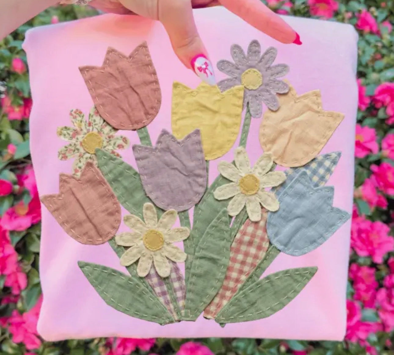 SPRING FLOWERS PATCHWORK TEE