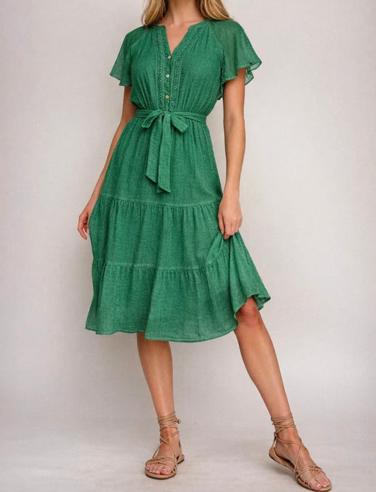HENRIETTA GREEN MIDI DRESS