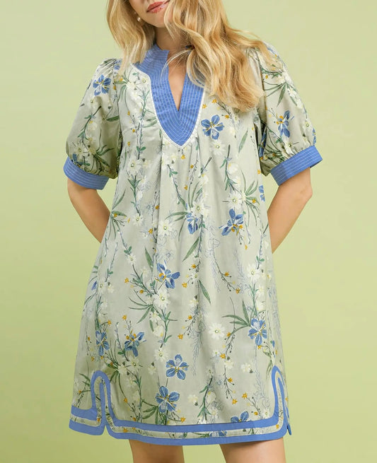 ESTHER GREY FLORAL MINI DRESS