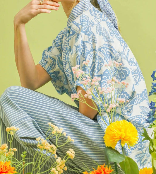 BOTANICAL TRIM TUNIC TOP