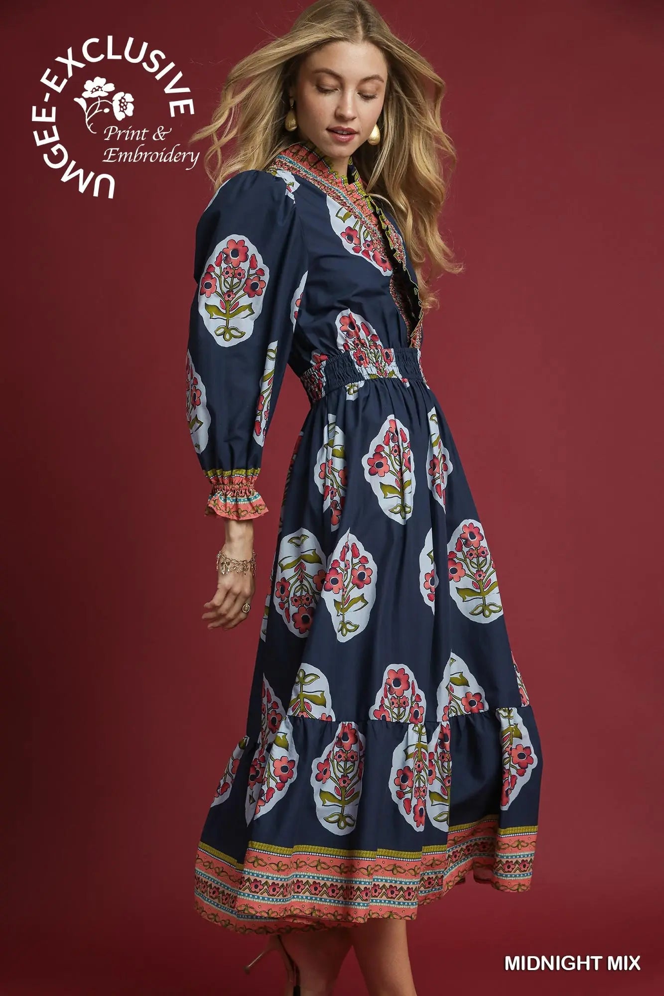 BRYNA FLOWER MIDI DRESS