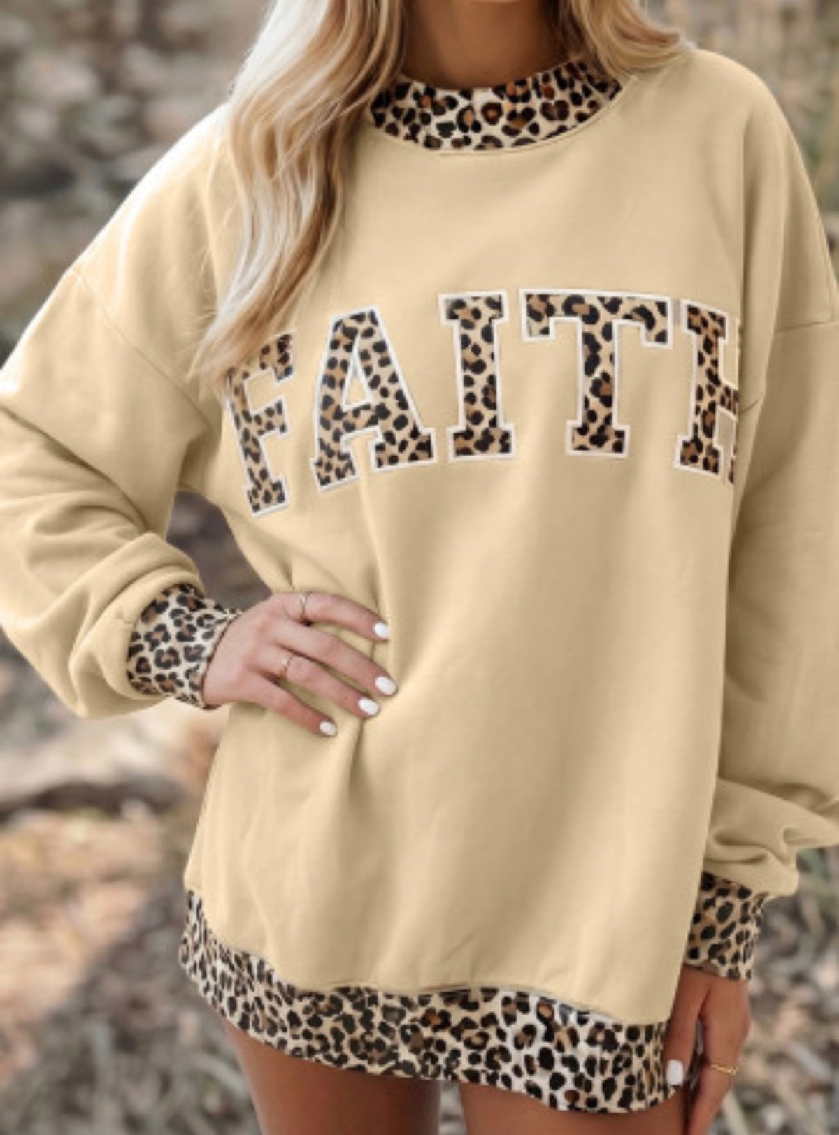 FAITH LEOPARD PRINT SWEATSHIRT