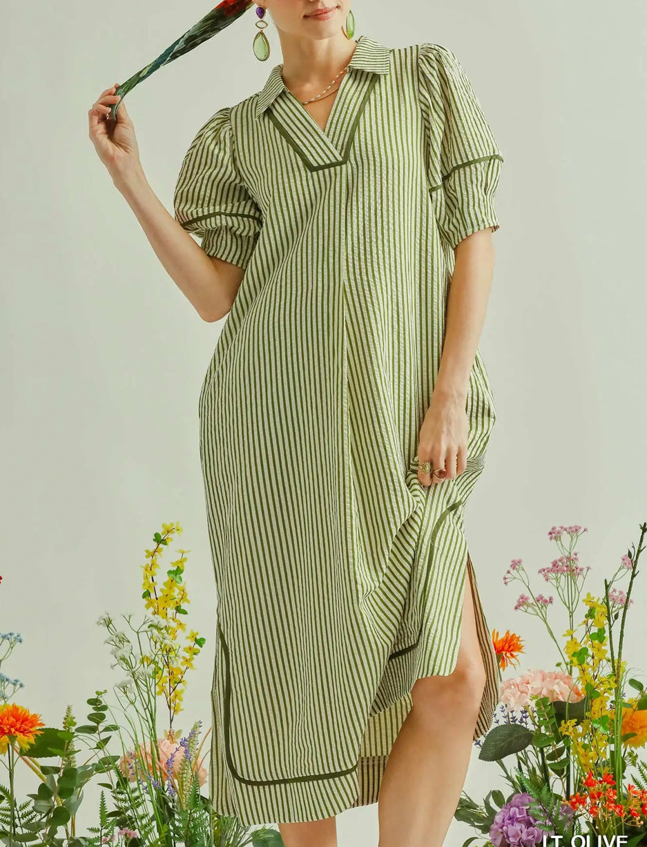 JANICE STRIPE MIDI DRESS