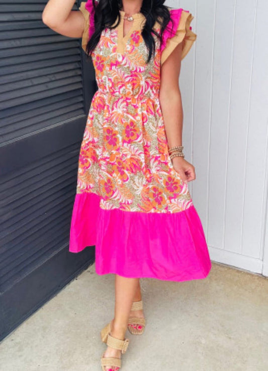 EMMIE LOU FLORAL MIDI DRESS