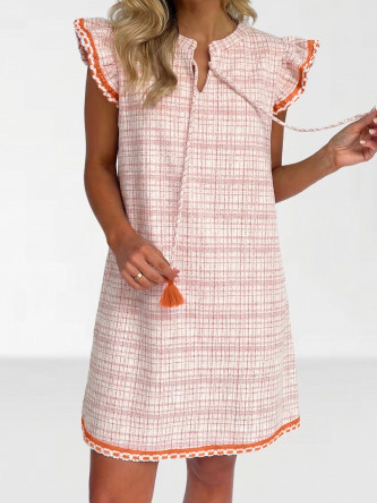 WHITE JACQUARD SHIFT DRESS
