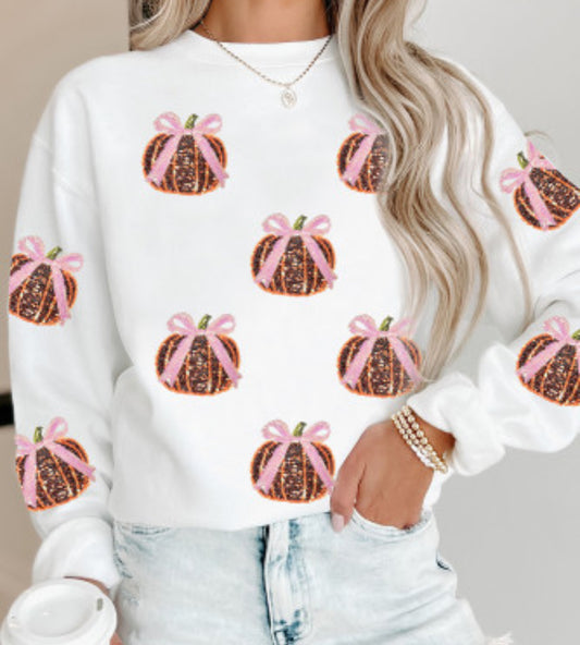 PUMPKIN SEQUIN PATCH SWEATSHIRT