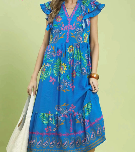 BLOOMING FLORAL MIDI DRESS