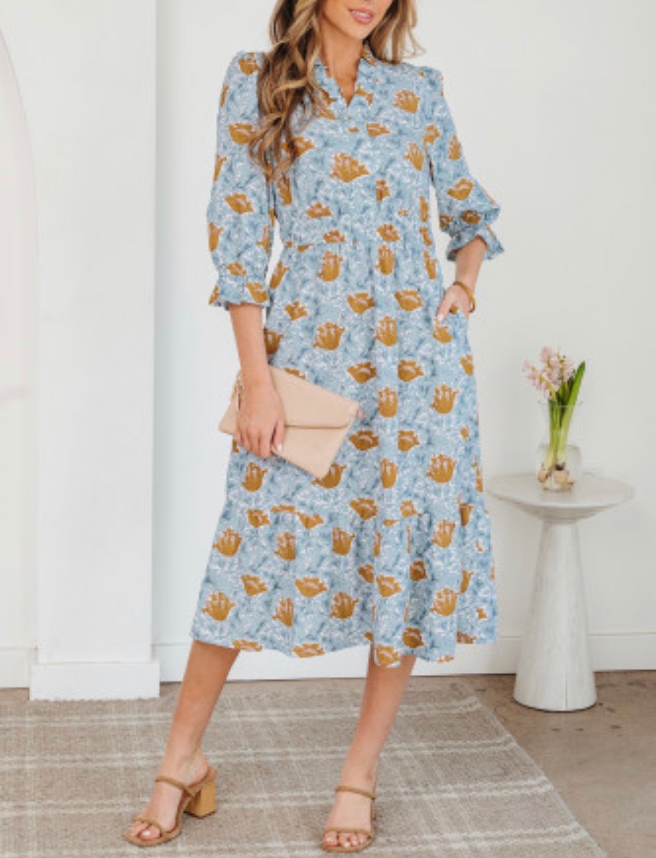 LEIGHTON FLORAL MIDI DRESS