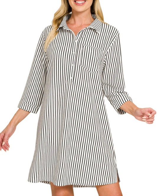 STRIPED FOR PERFECTION MINI DRESS