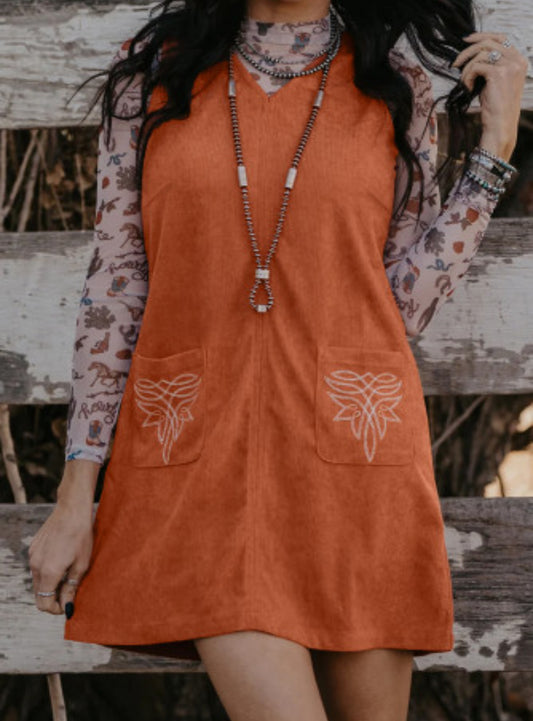 GOLD FLAME CORDUROY DRESS
