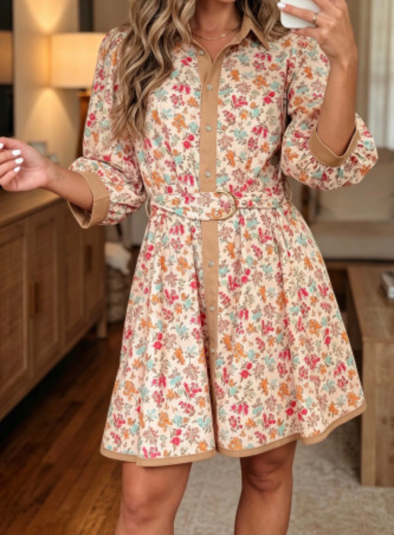 OLSON FALL FLORAL MINI DRESS
