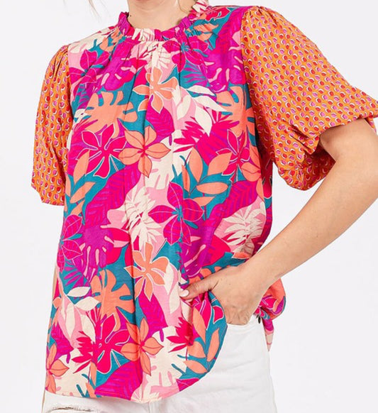 PALM SHORES FLORAL BLOUSE