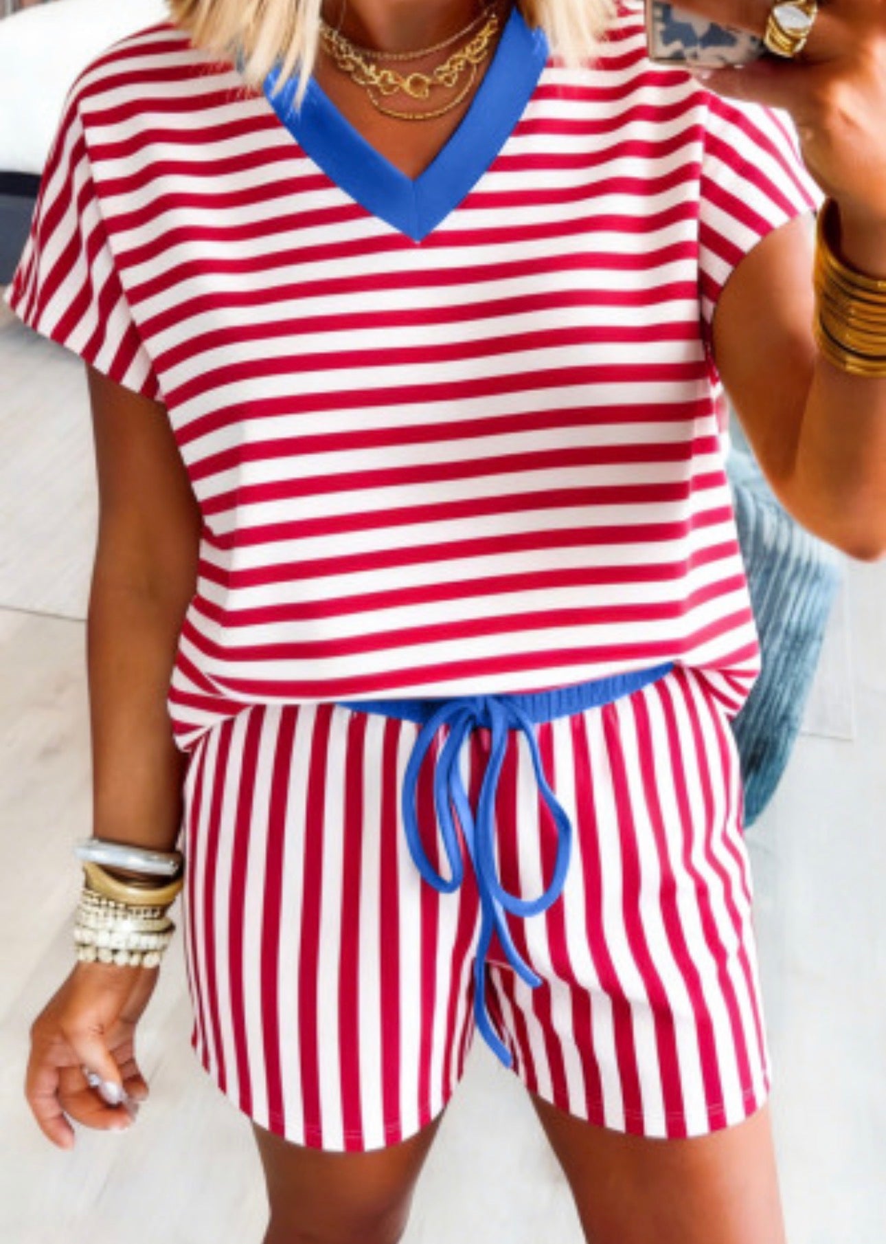 KALLUM STRIPED SHORT SET
