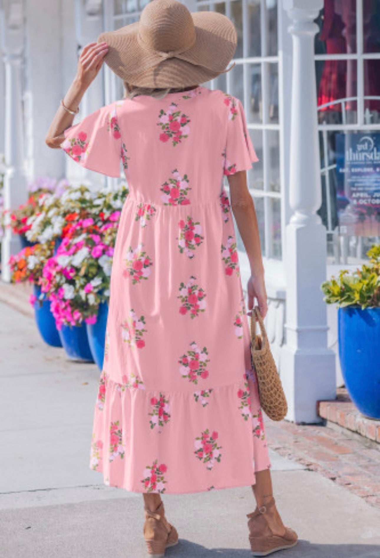 TOP NOTCH FLORAL MIDI DRESS