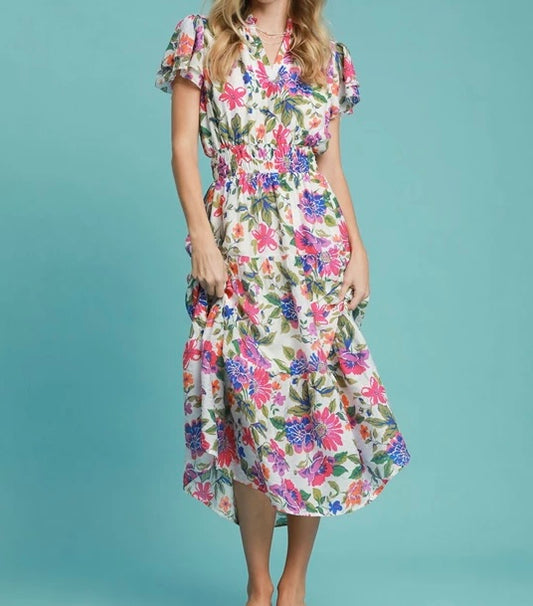 BLOSSOMS OF BELIEF MIDI DRESS
