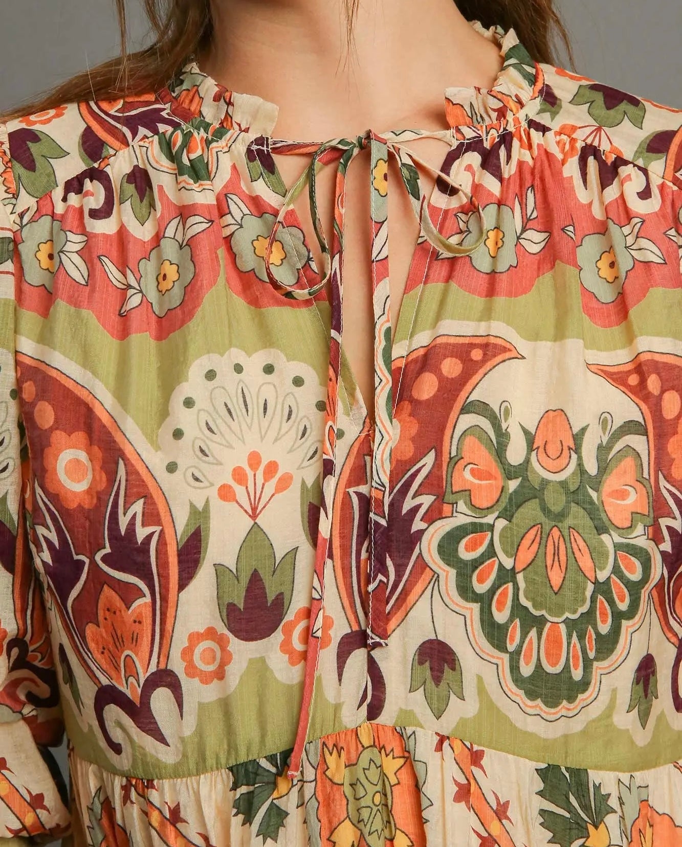 ORA PRINT BORDER MIDI DRESS