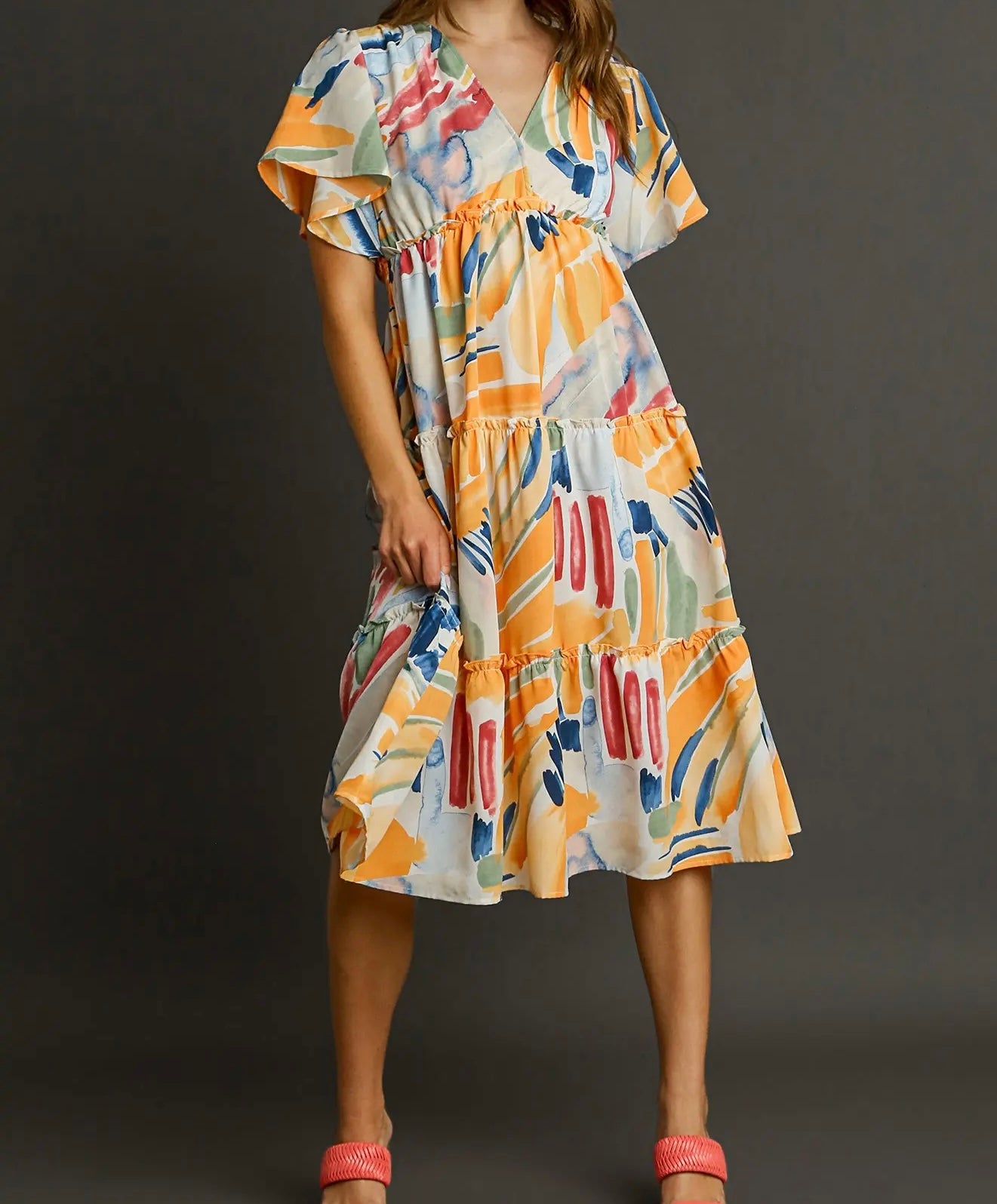 ORANGE YOU GLAD MIDI DRESS