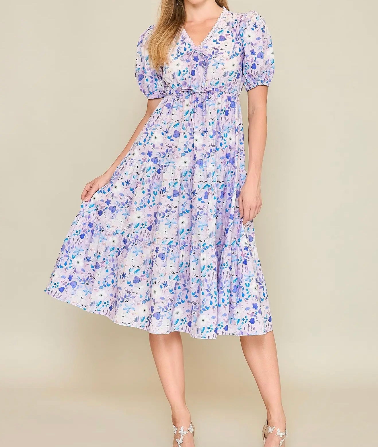 EVERY STEP FLORAL MIDI DRESS