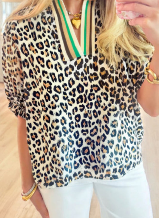 LONDON LEOPARD BLOUSE