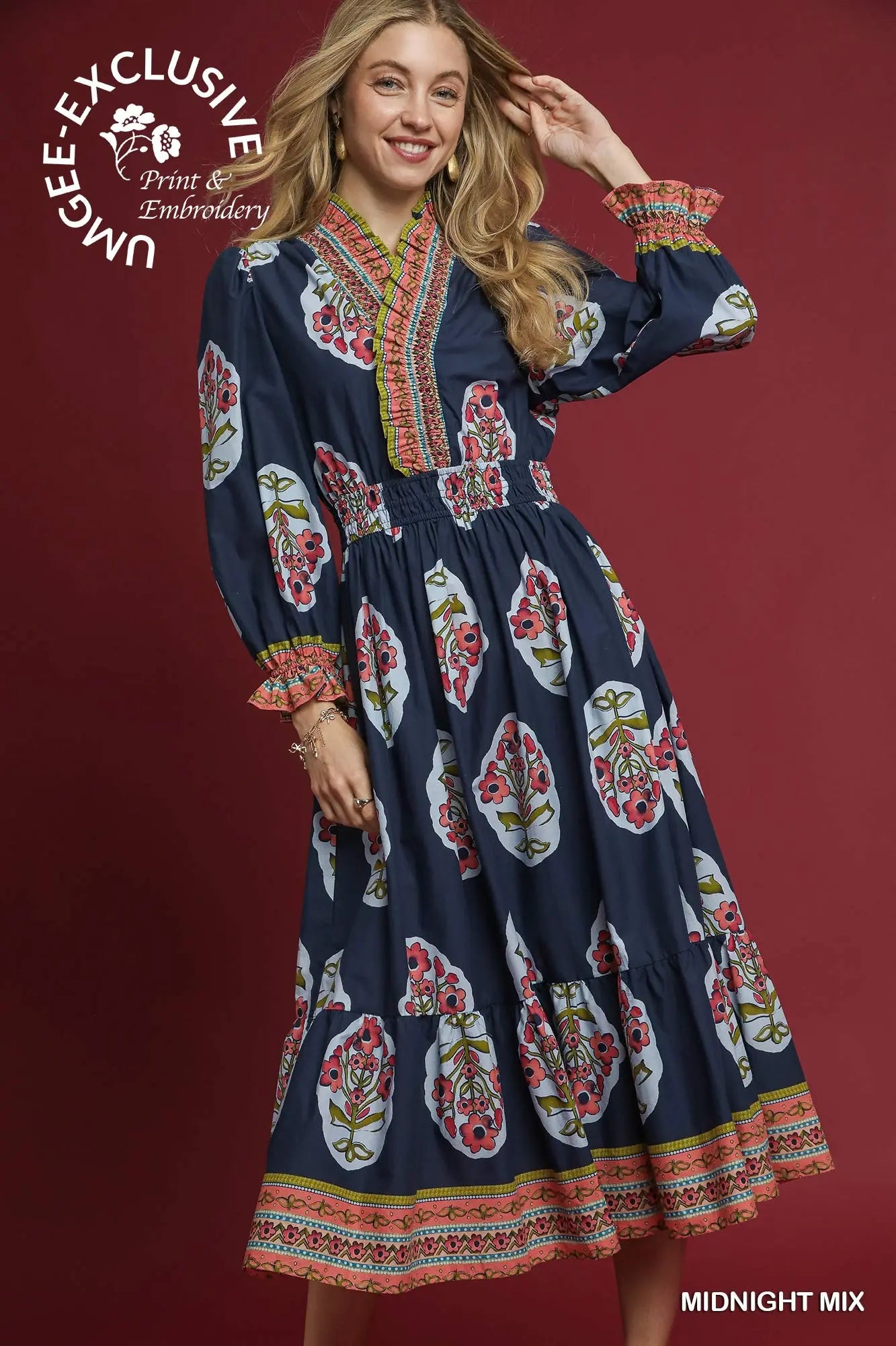 BRYNA FLOWER MIDI DRESS