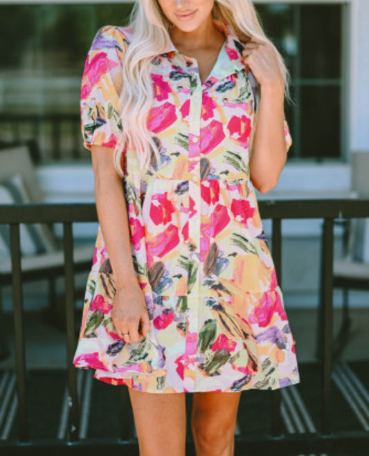 ADMIRED FROM AFAR FLORAL MINI DRESS