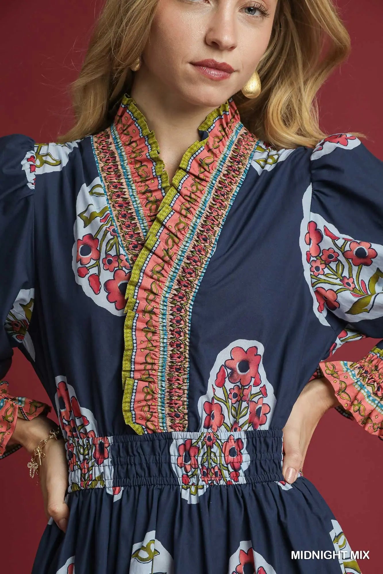 BRYNA FLOWER MIDI DRESS