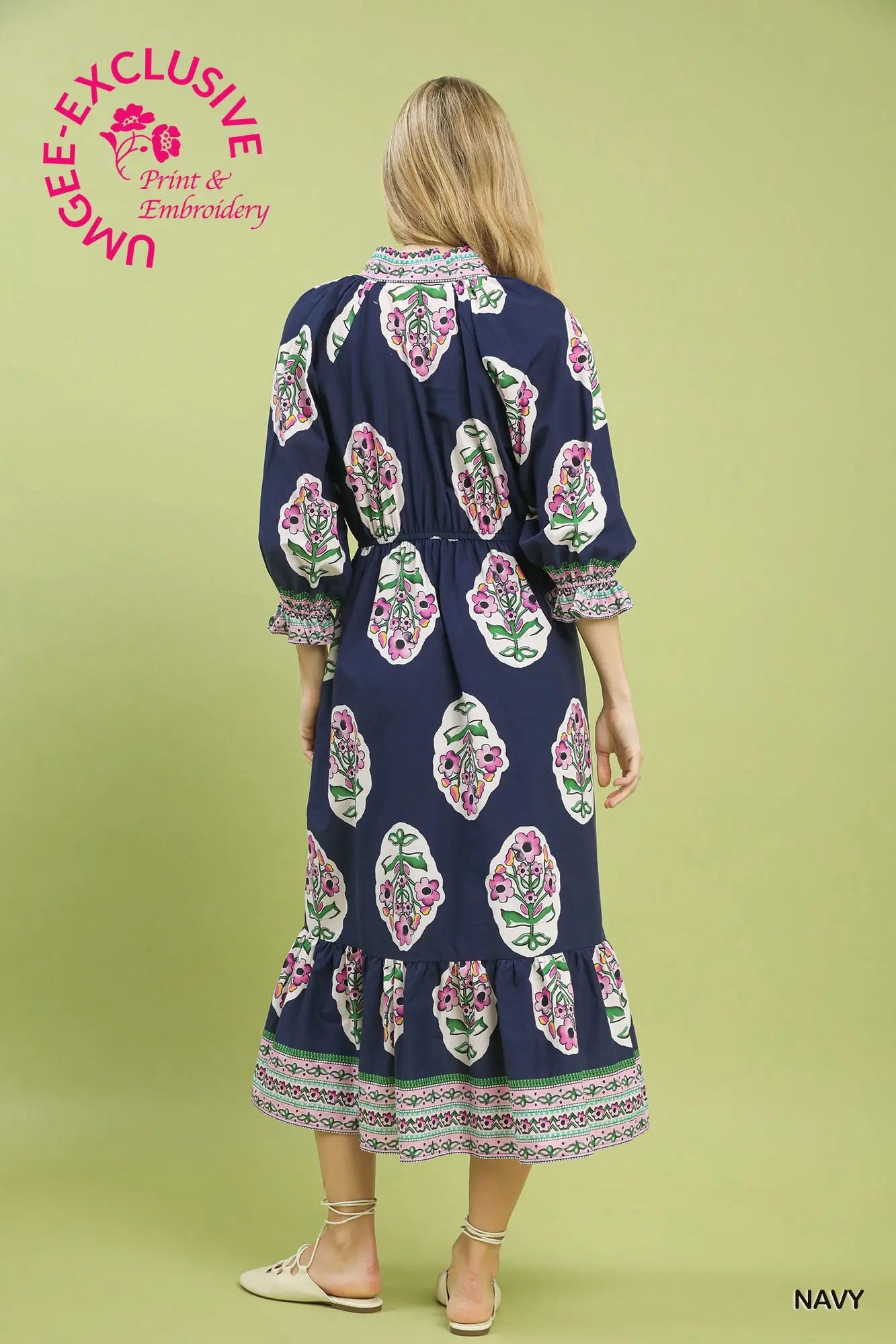 FLOWER PATCH MIDI DRESS