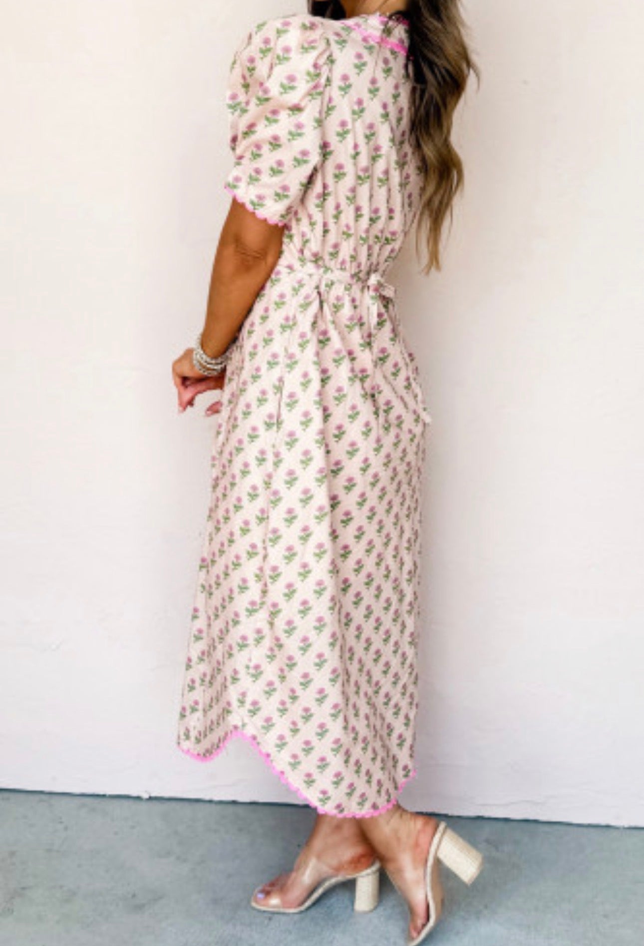 FLORAL RAYS MIDI DRESS