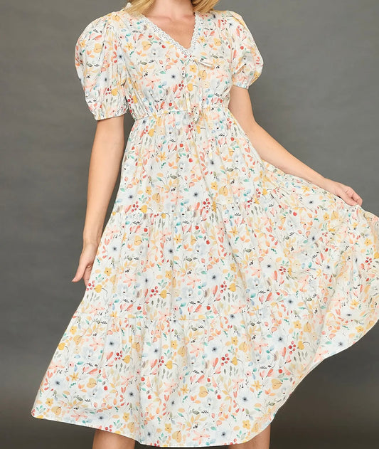 EVERY STEP FLORAL MIDI DRESS