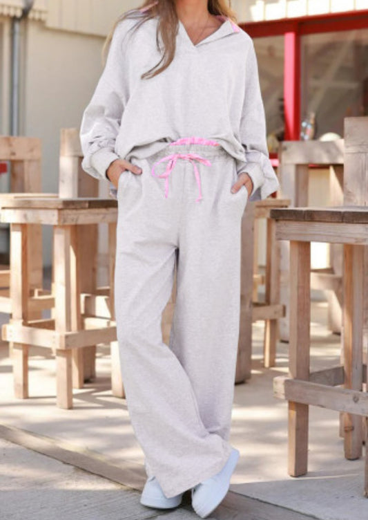 CAMERON GREY AND PINK PANT SET