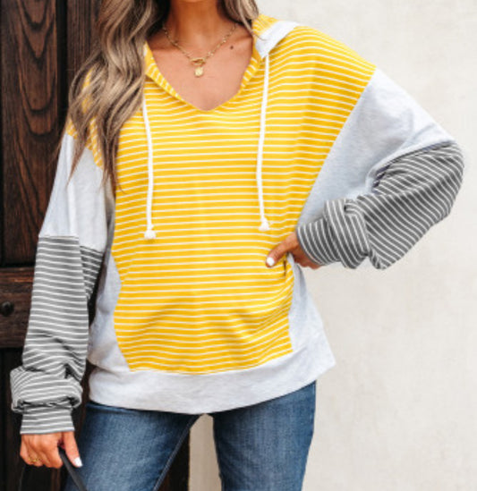 NATURAL EASE STRIPED HOODIE