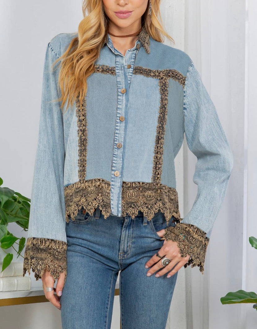 OUT WITH THE OLD DENIM TOP