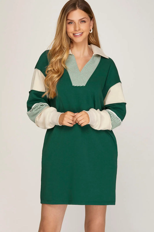 JADA GREEN STRIPE DRESS