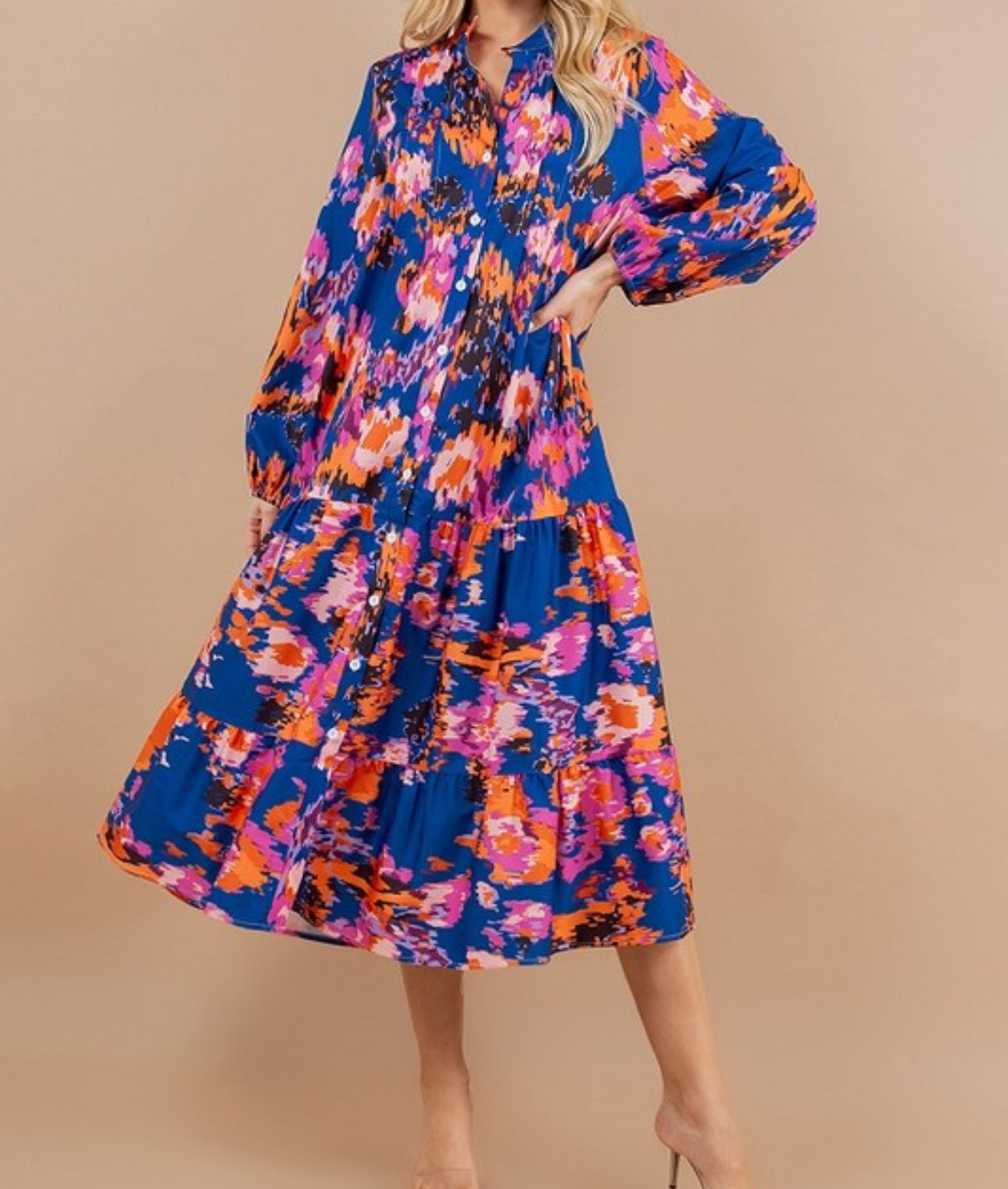 DANNY ABSTRACT MIDI DRESS